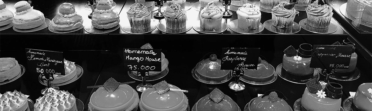 Pastry Case of a variety of pastries available